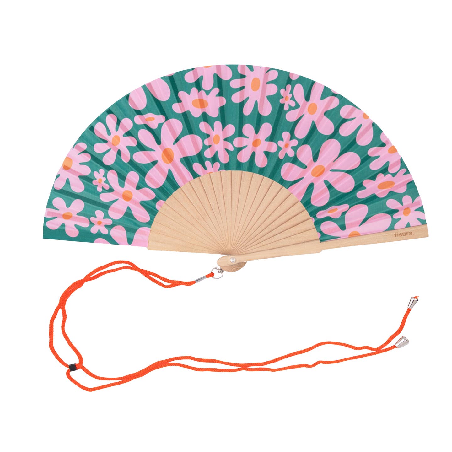 Pink & Green Floral Hand Fan
