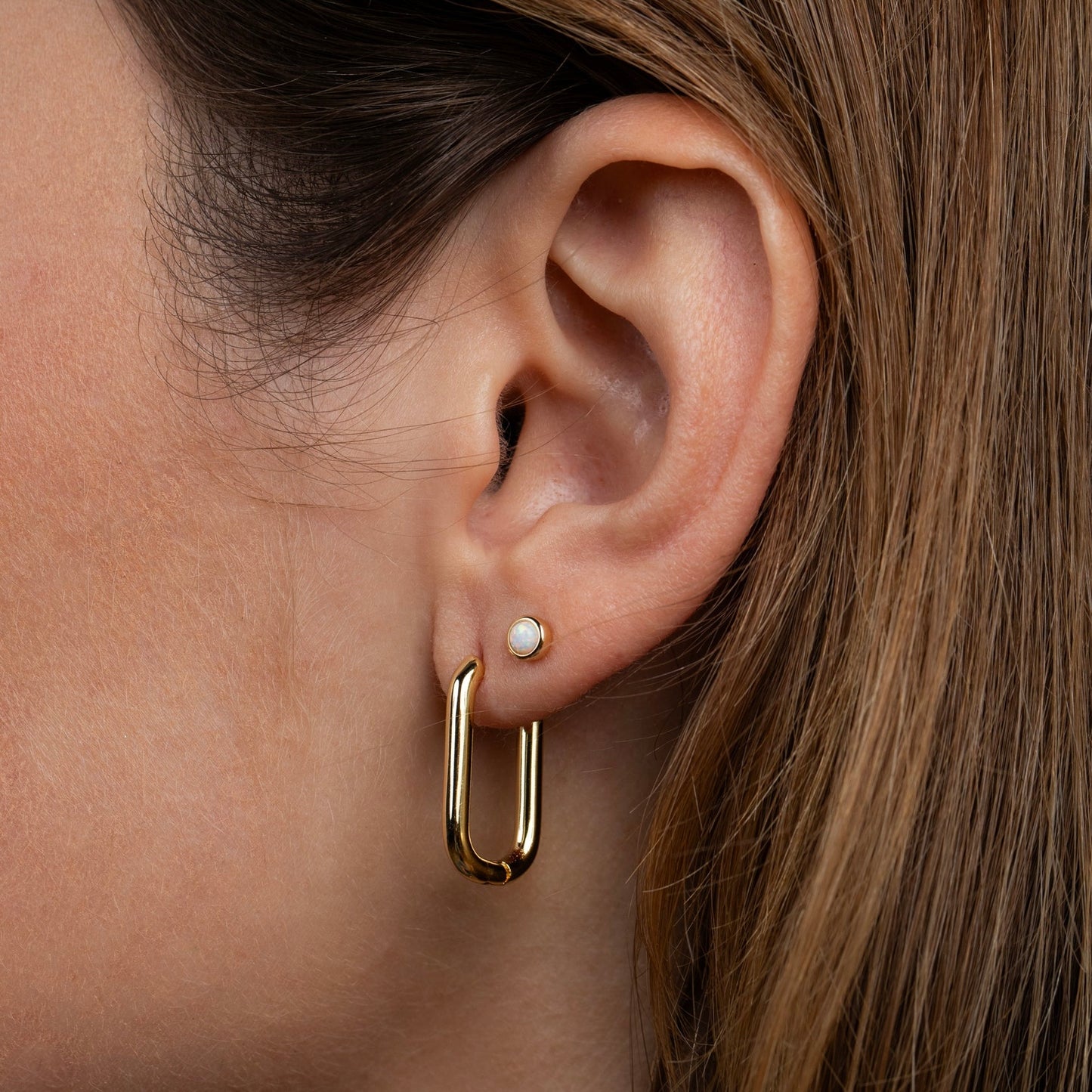 Large Rectangle Hoop Earrings - Gold