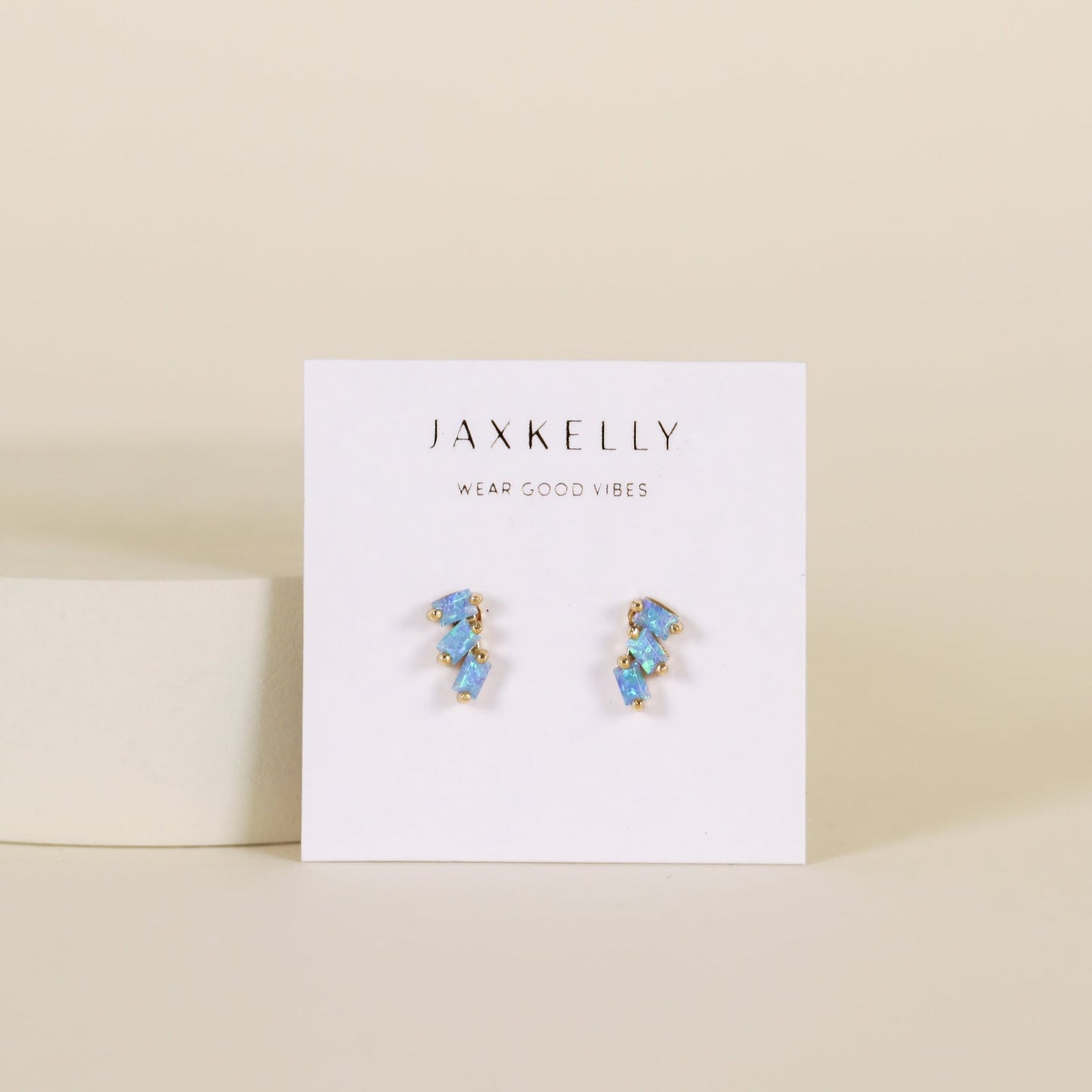 Offset Trio Earrings - Fire Opal - JaxKelly