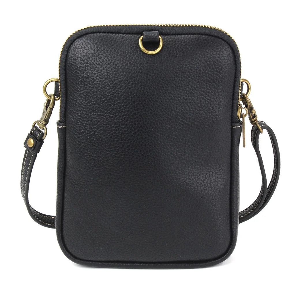 Black Paw Print Leather Crossbody Bag