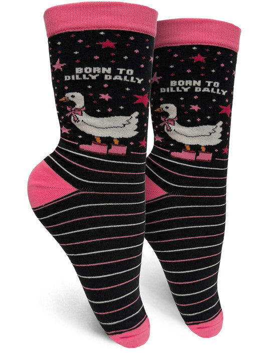 Born To Dilly Dally Womens Crew Socks