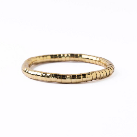 Lucille Round Bead Stretch Bracelet - Brass - Ink + Alloy