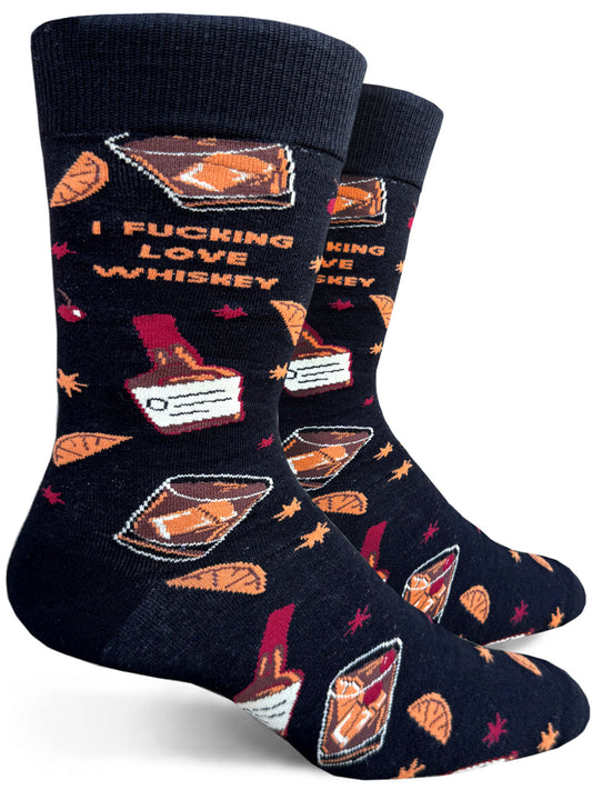 I Fucking Love Whiskey Mens Crew Socks