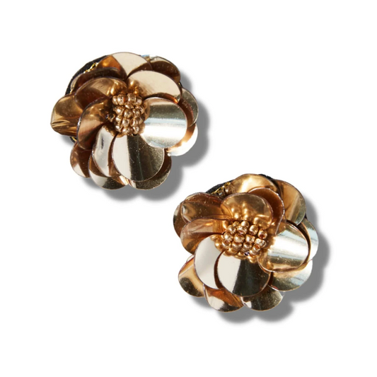 Gold Single Flower Post Earrings