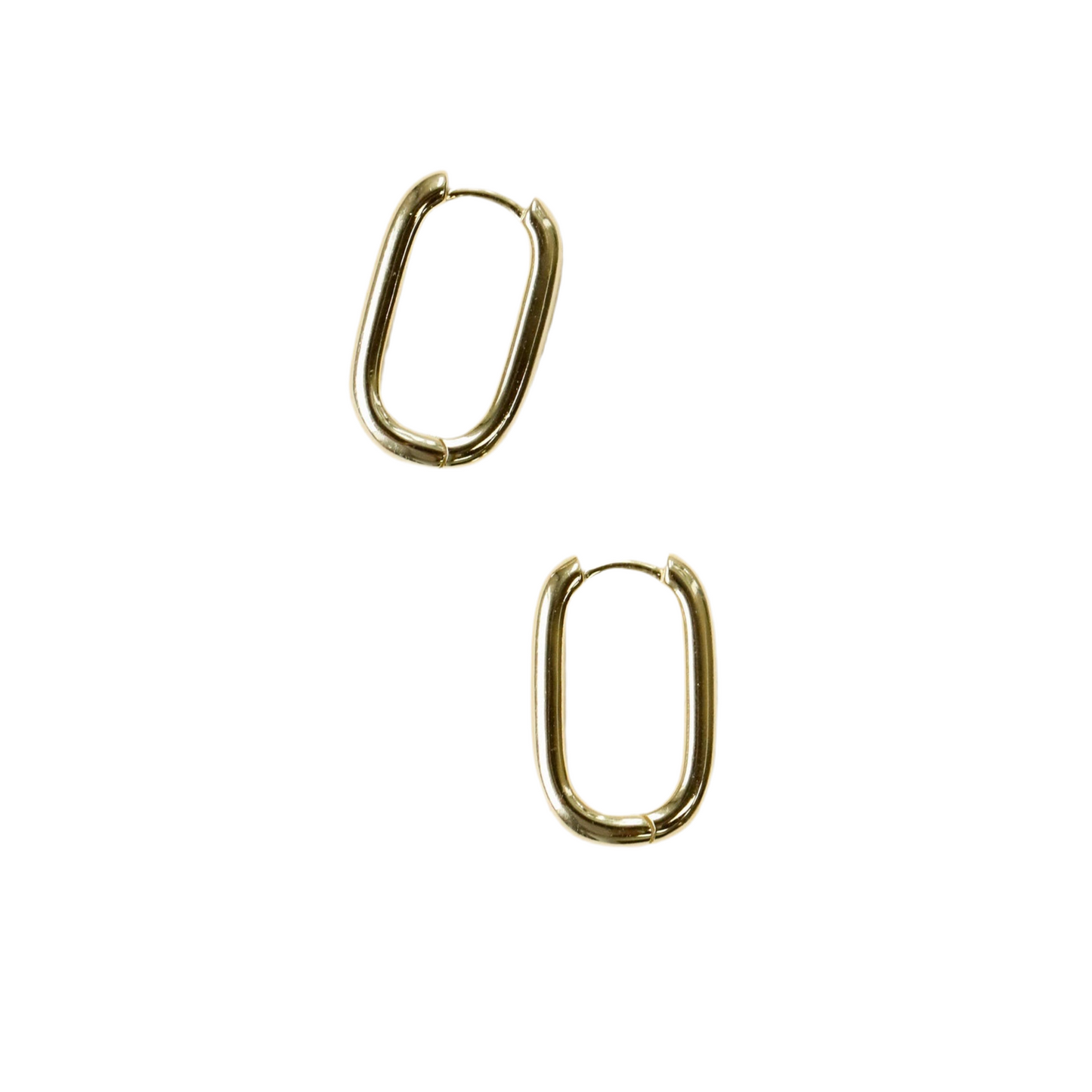 Large Rectangle Hoop Earrings - Gold