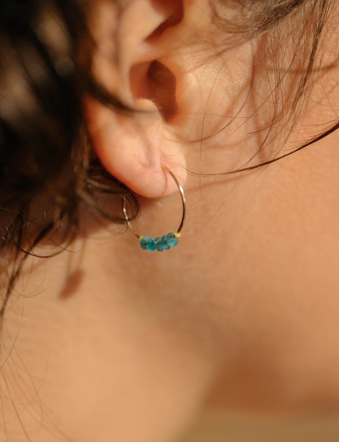 Apatite Gold Hoop Earrings: Anything is Possible