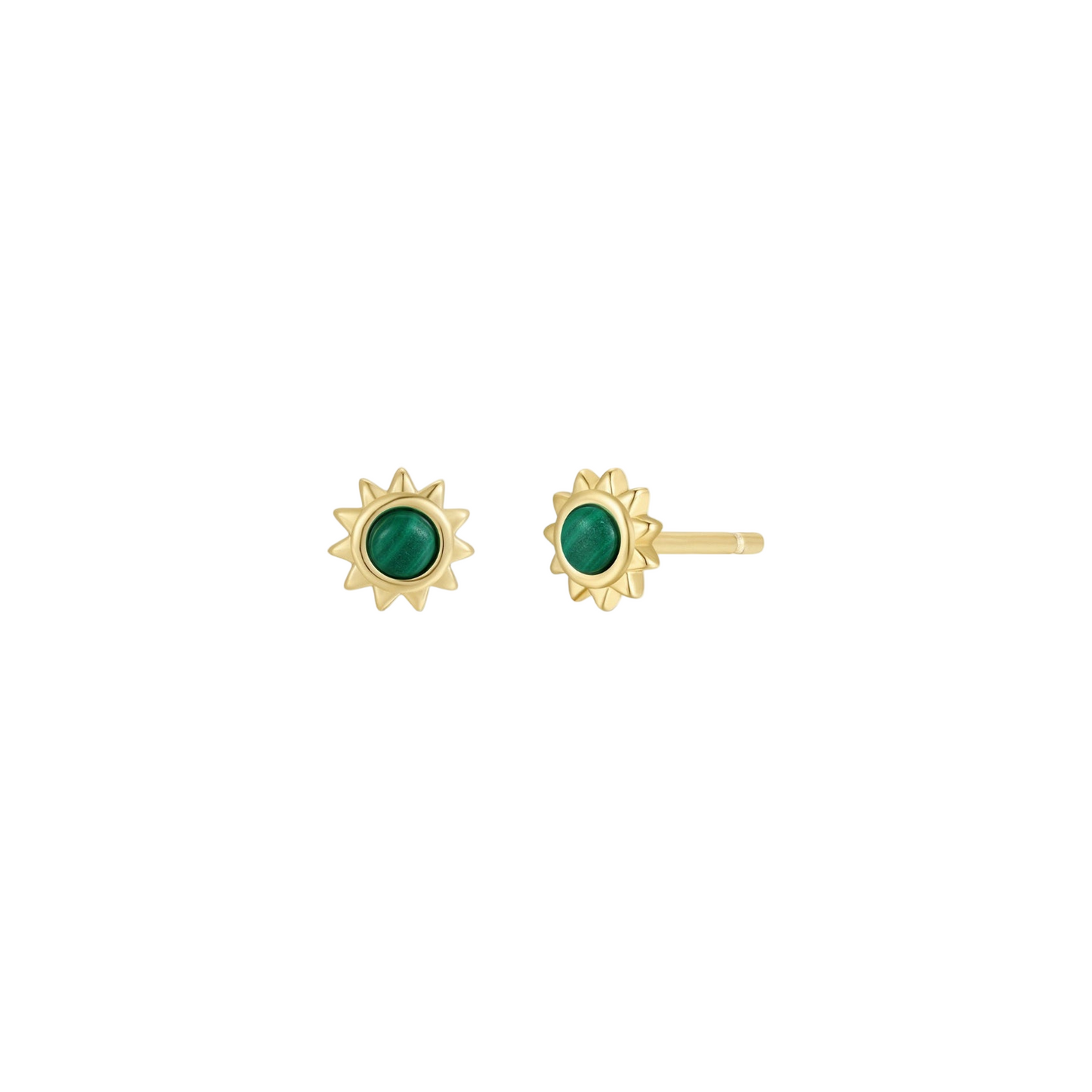 Sun Stud Earrings - Malachite - JaxKelly