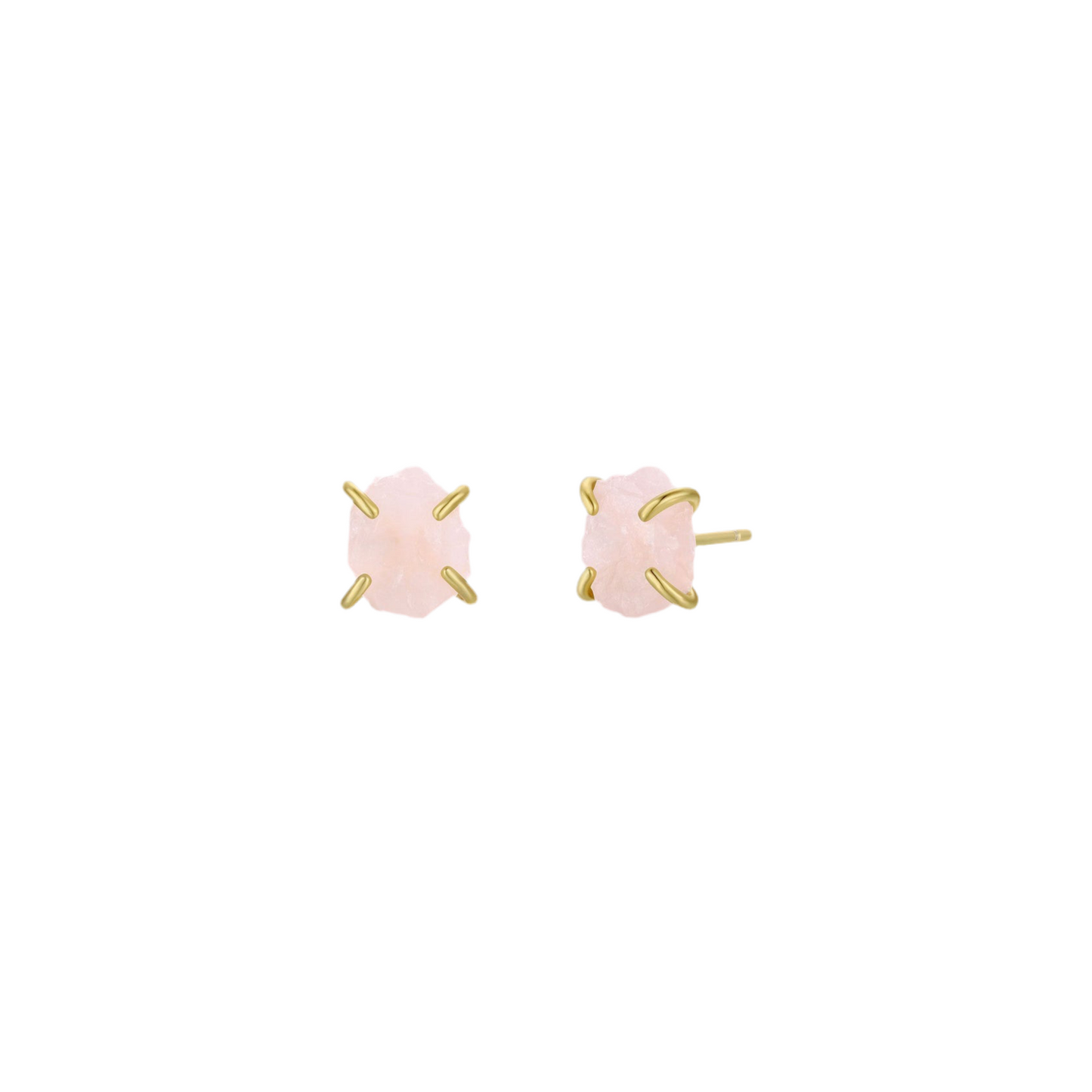 Rose Quartz Gemstone Prong Earrings