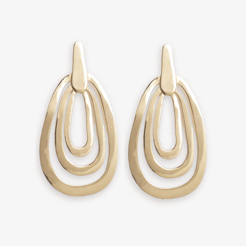 Mila 3 Teardrop Brass Earrings