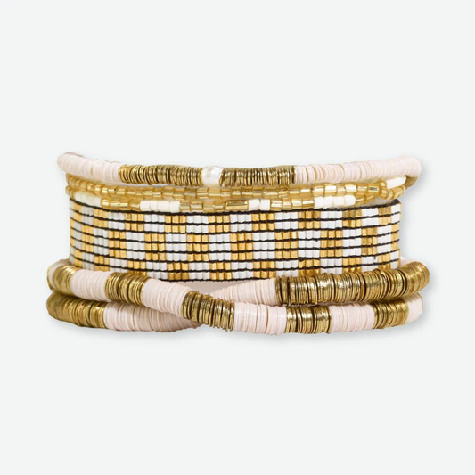 Ivory Gold Mixed Bracelet Stack