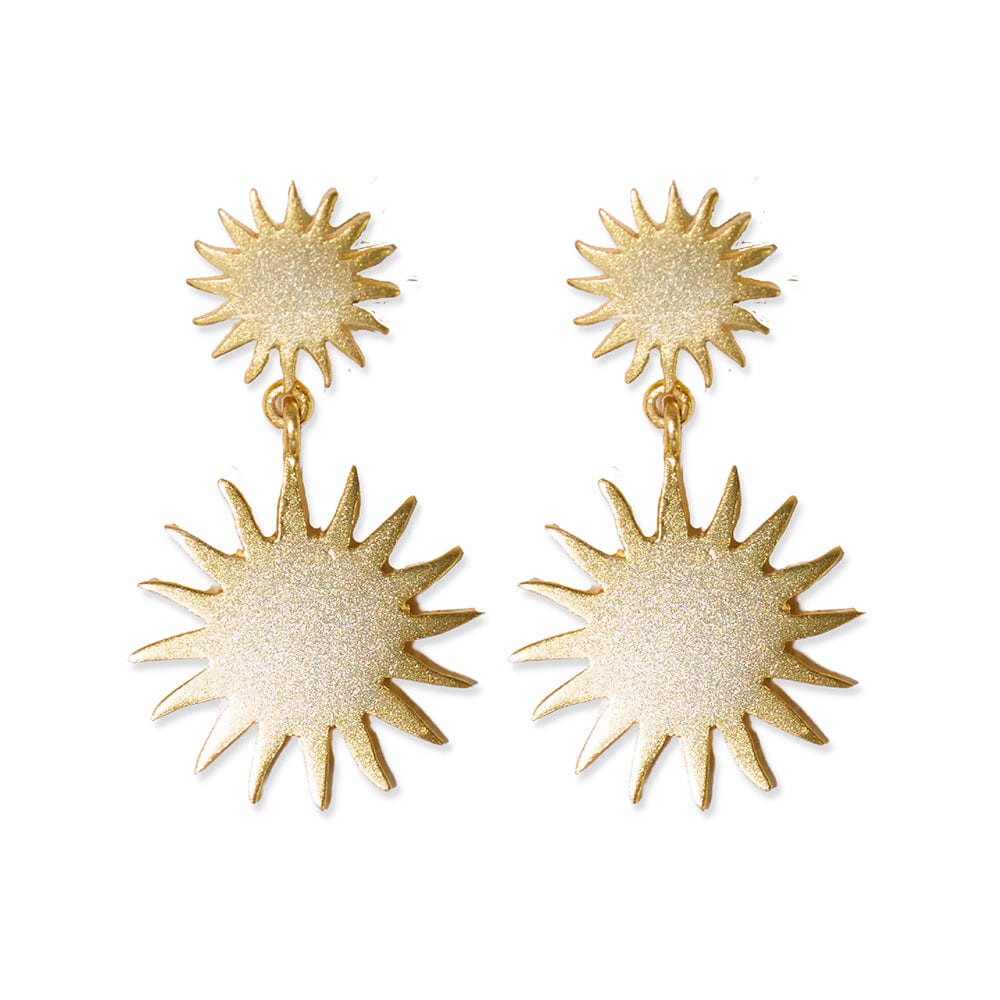 Emery Sunburst Drop Brass Earrings