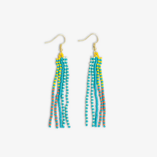 Melissa Speckled Border Beaded Fringe Earrings