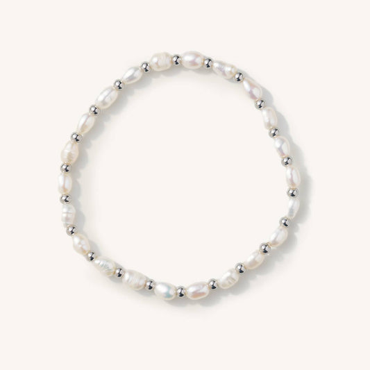 Waterproof Percy Silver Pearl Bracelet