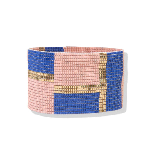 Brooklyn Color Block Beaded Stretch Bracelet - Lapis Multicolor