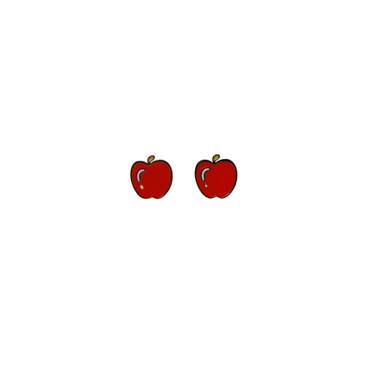Enamel Flat Back Kids Earrings - Apple - JaxKelly