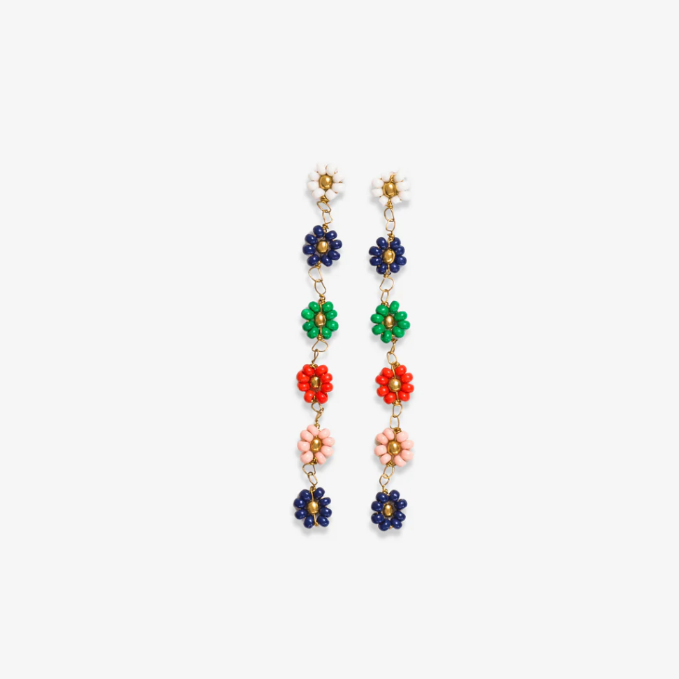 Amanda Multi Color Flower Beaded Dangle Earrings