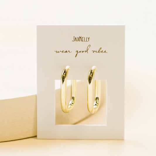 Large Rectangle Hoop Earrings - Gold