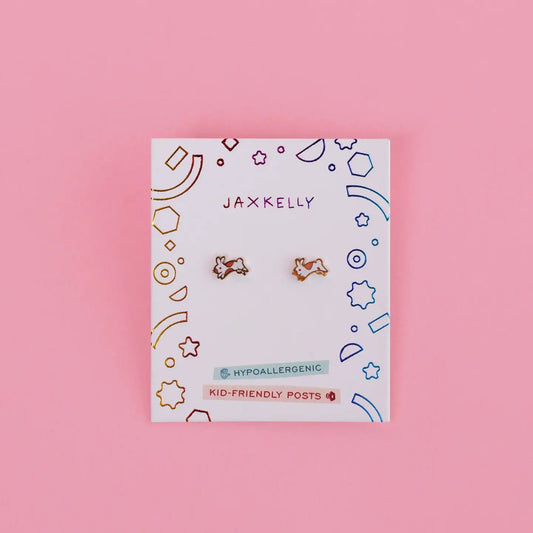 Bunny Enamel Flat Back Kids Earrings