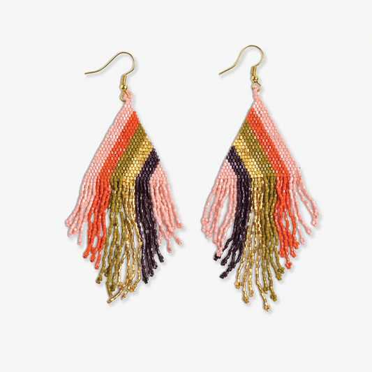 Hailey Falling Lines Beaded Fringe Earrings - Jaipur