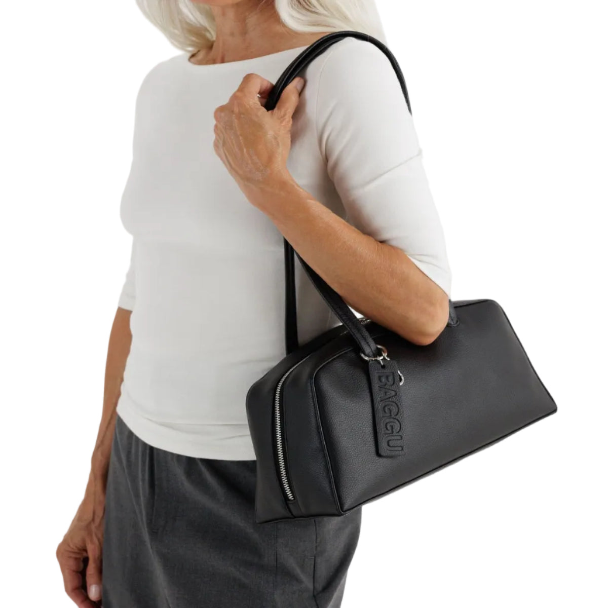 Recycled Leather Bowler Bag - Baggu