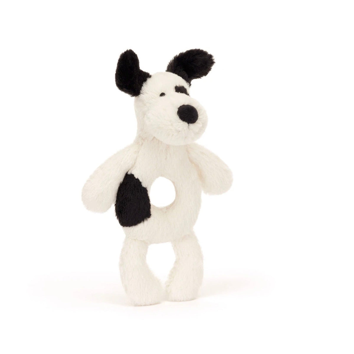 Bashful Rufferty Black & Cream Puppy Ring Rattle - JELLYCAT
