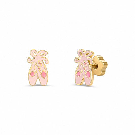 Ballet Slippers Enamel Flat Back Earrings - JaxKelly