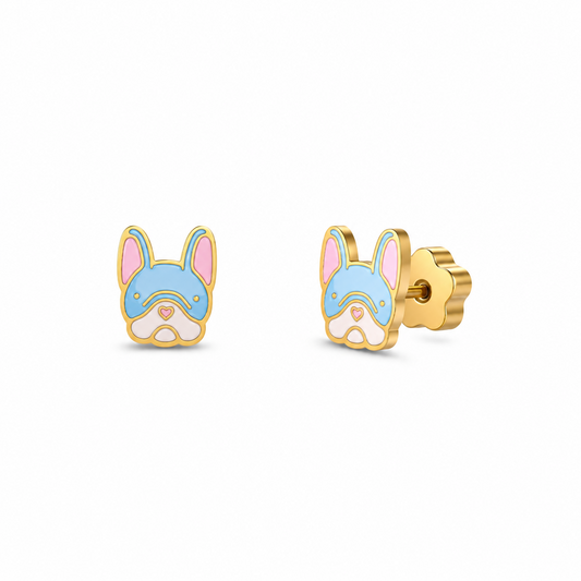 Frenchie Enamel Flat Back Earrings - JaxKelly