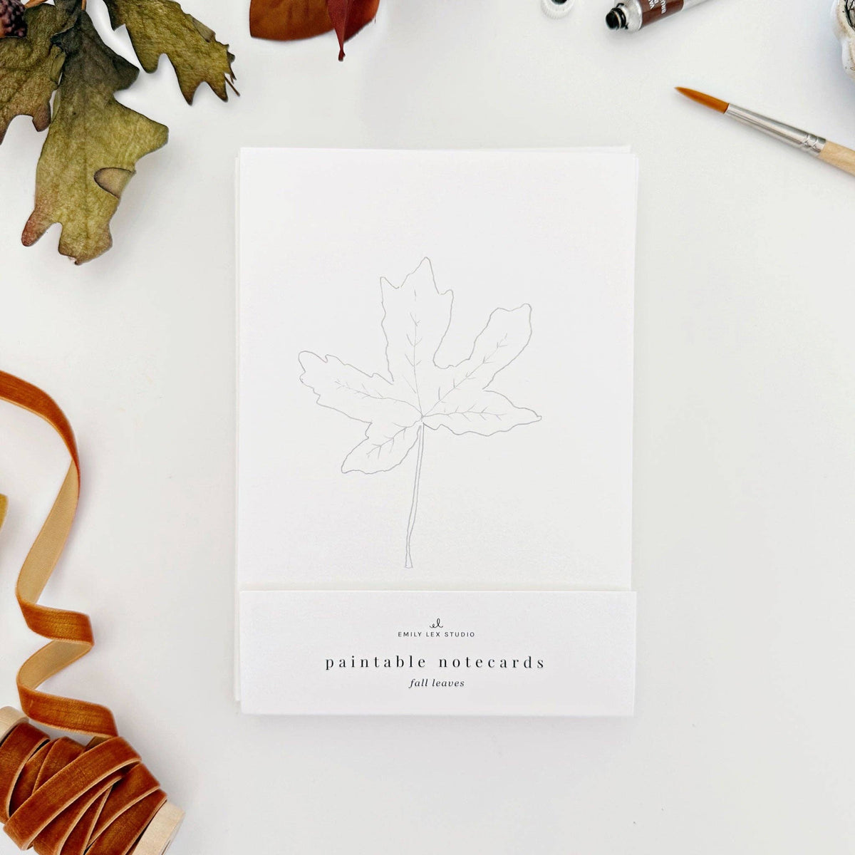 Fall Leaves Paintable Notecards - emily lex studio