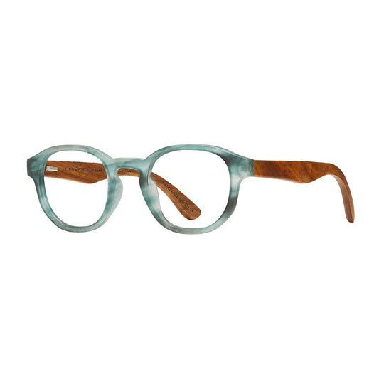 Blue Planet Eco-Eyewear - Sunset - Matte Light Blue / Walnut Wood +Blue Light Lens