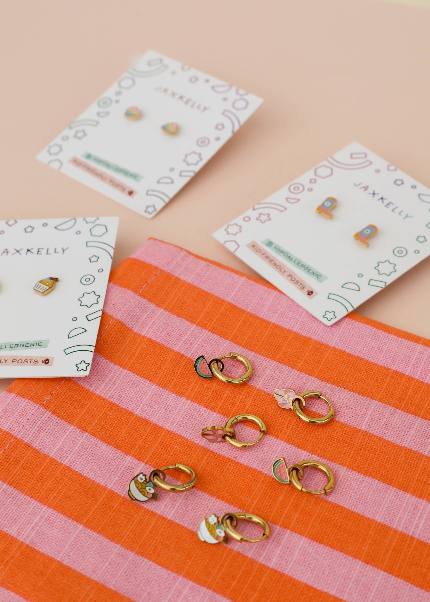 Heart Enamel Flat Back Kids Earrings - JaxKelly
