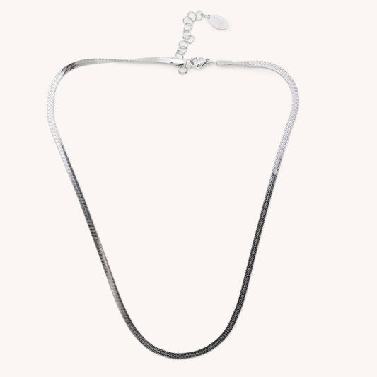 Silver Herringbone Necklace Stainless Steel