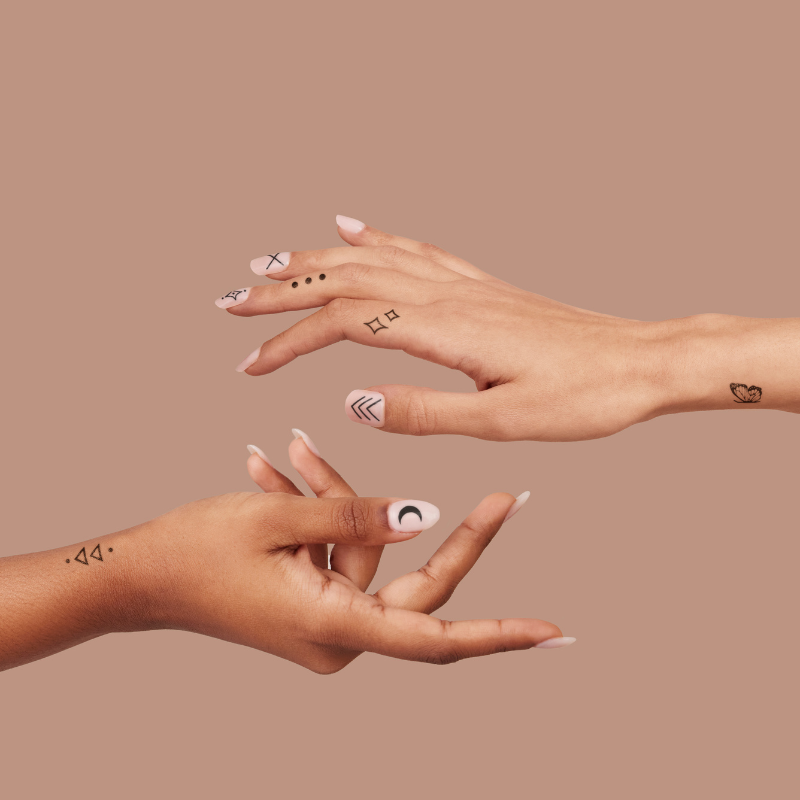 B&W Nail Art Temporary Tattoo Pack - INKED by Dani