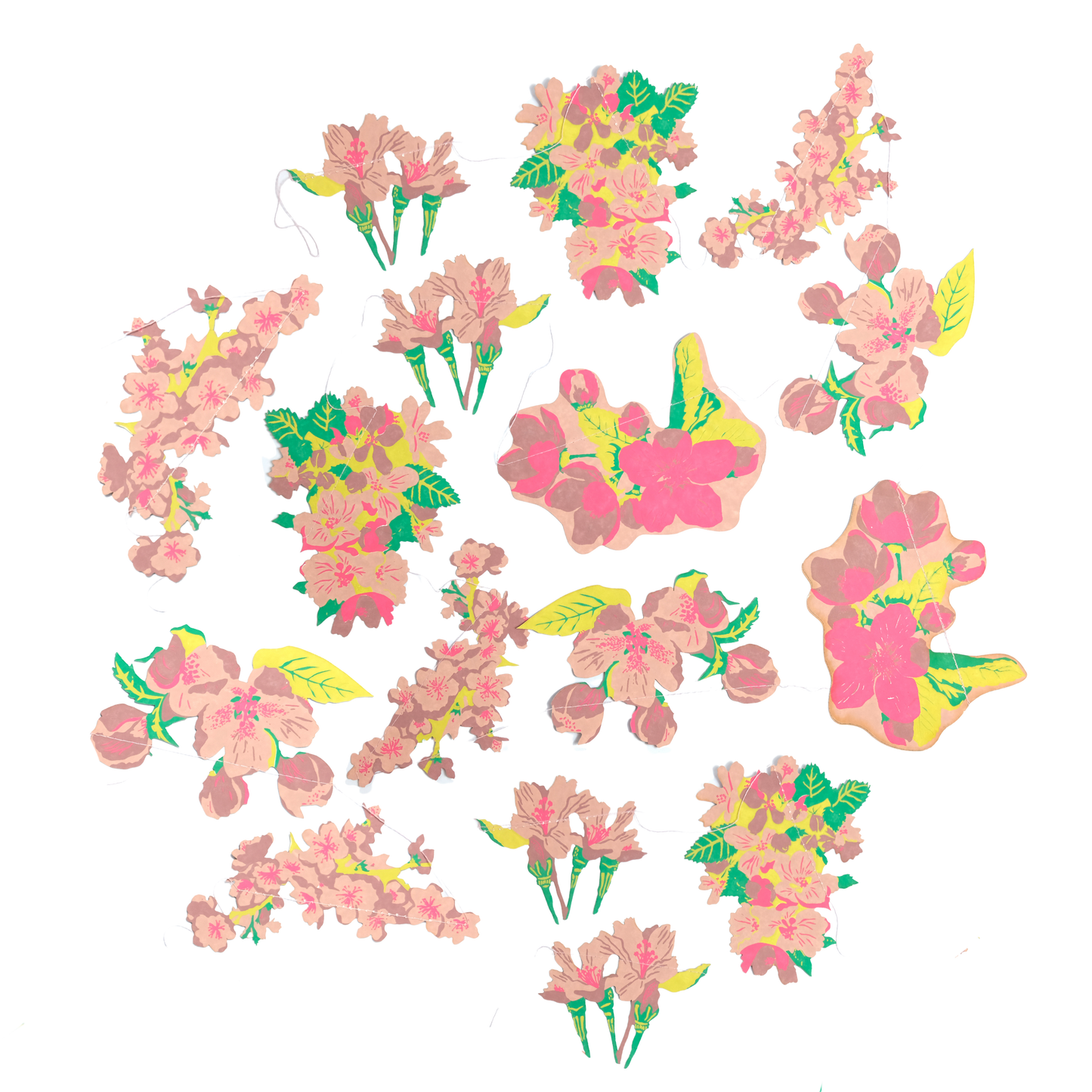 Blossom Sewn Garland - Screen Printed by Hand