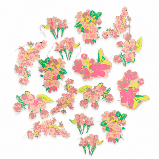 Blossom Sewn Garland - Screen Printed by Hand - East End Press