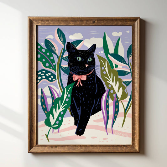 Black Cat Garden 8x10 Giclée Art Print - Tara Reed