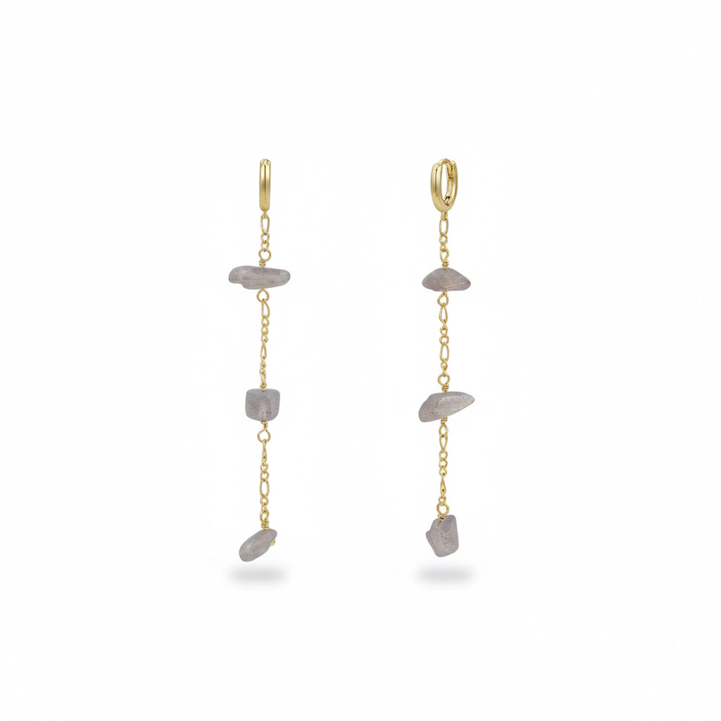 Rainbow Moonstone Chain Drop Earrings - JaxKelly