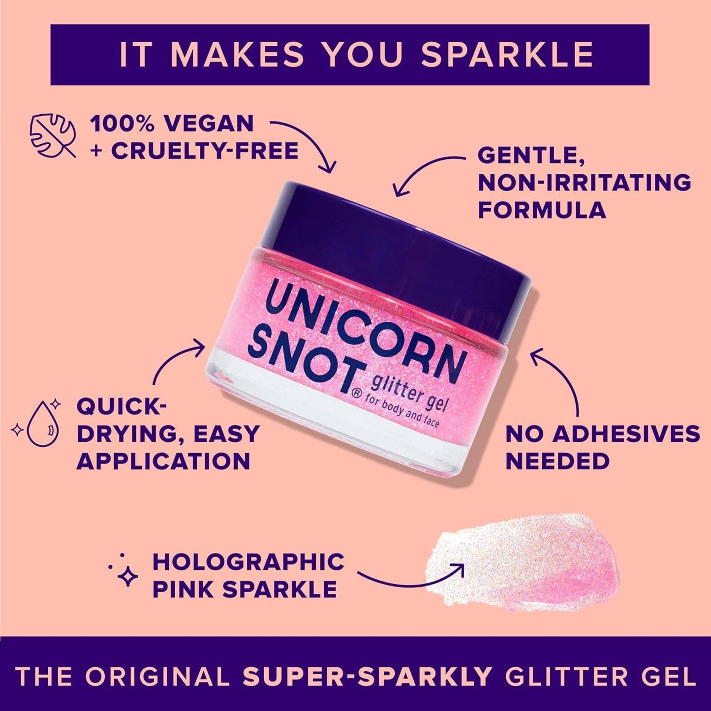 Original Glitter Gel | Flamingo-Pink | Body Glitter | Shiny - Unicorn Snot