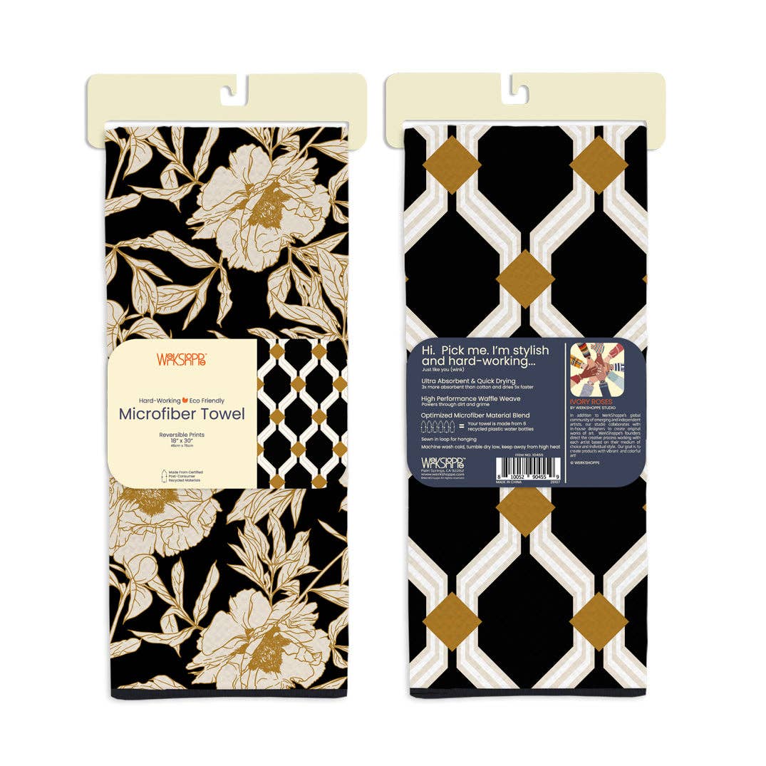 Ivory Roses Microfiber Kitchen Towel