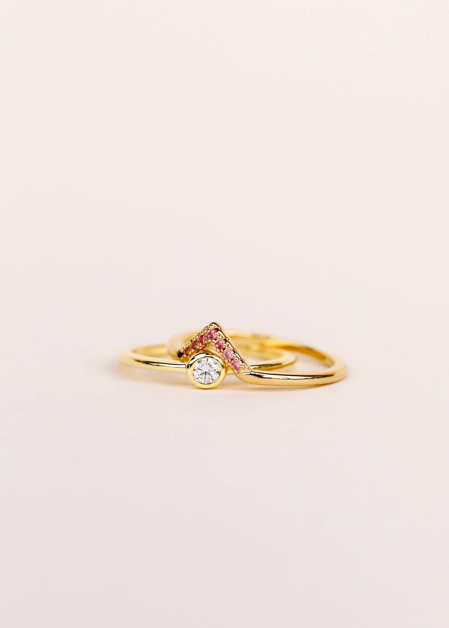 Gold Rings - Pink Lambda CZ