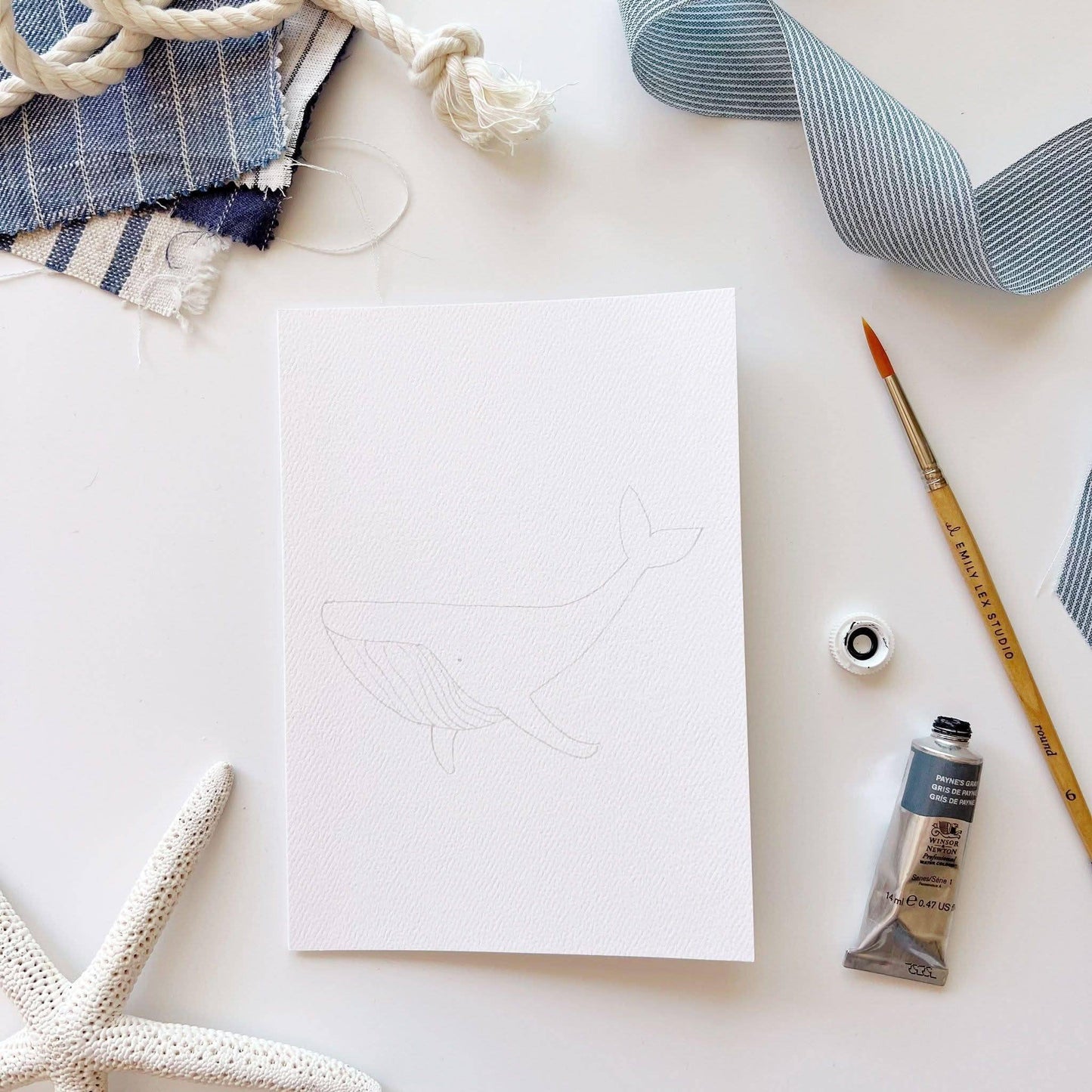 Seaside Paintable Watercolor Notecard set - emily lex studio