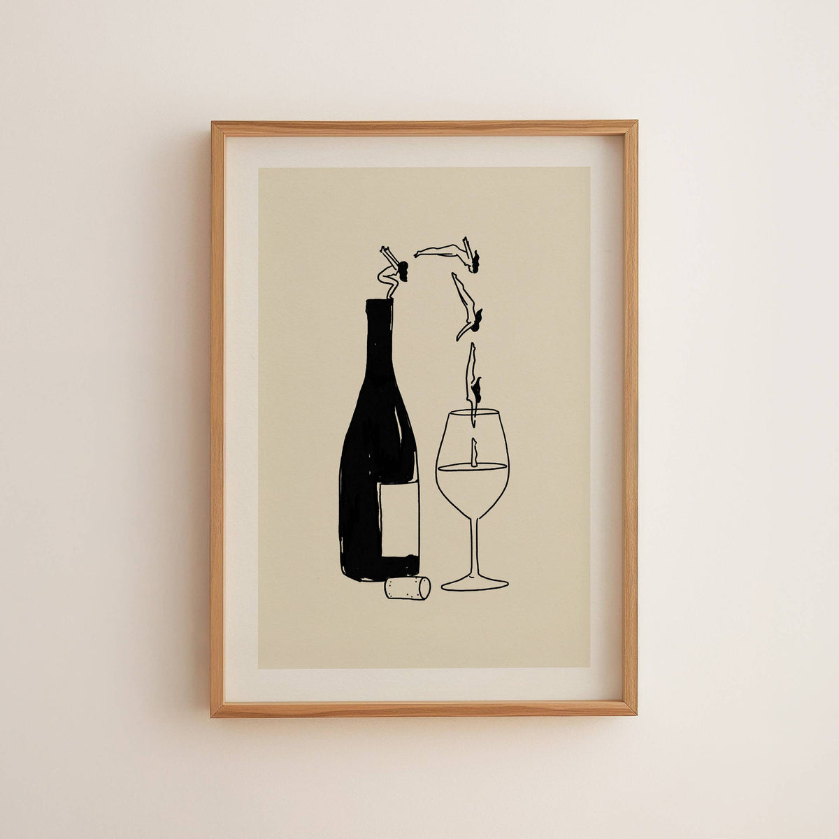 “Wine Bottle Dive” Art Print - Tumbleweed Design Studios