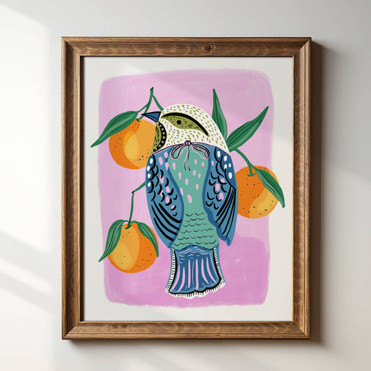 Bird with Clementines 8x10 Giclée Art Print - Tara Reed