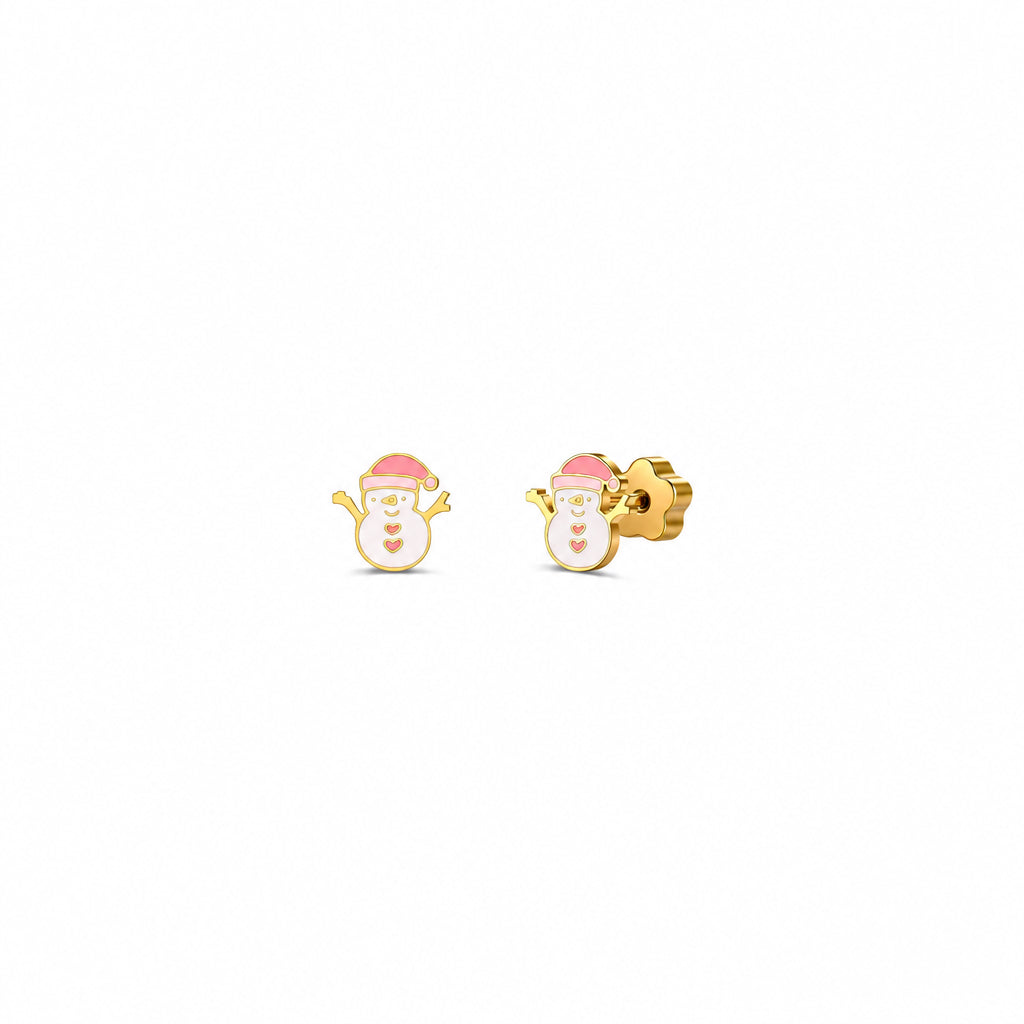 Snowman Enamel Flat Back Kids Earrings - JaxKelly