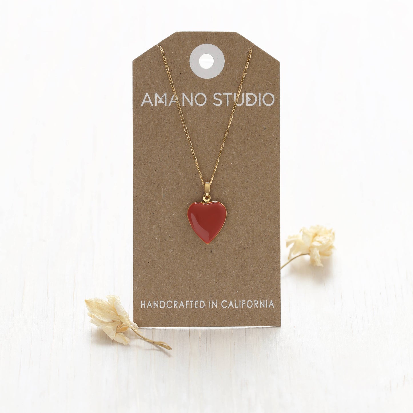 Large Enamel Heart Locket Necklace