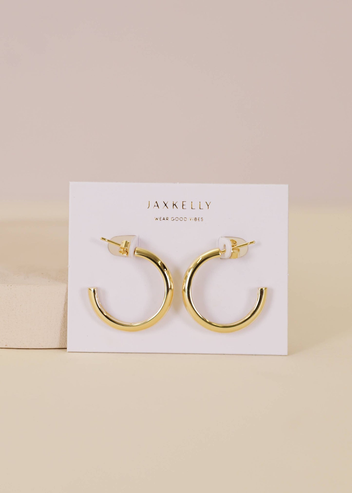 White Enamel Interior Gold Hoop Earrings - JaxKelly