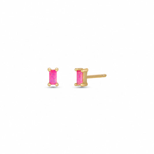 Pink Opal Baguette Studs - JaxKelly