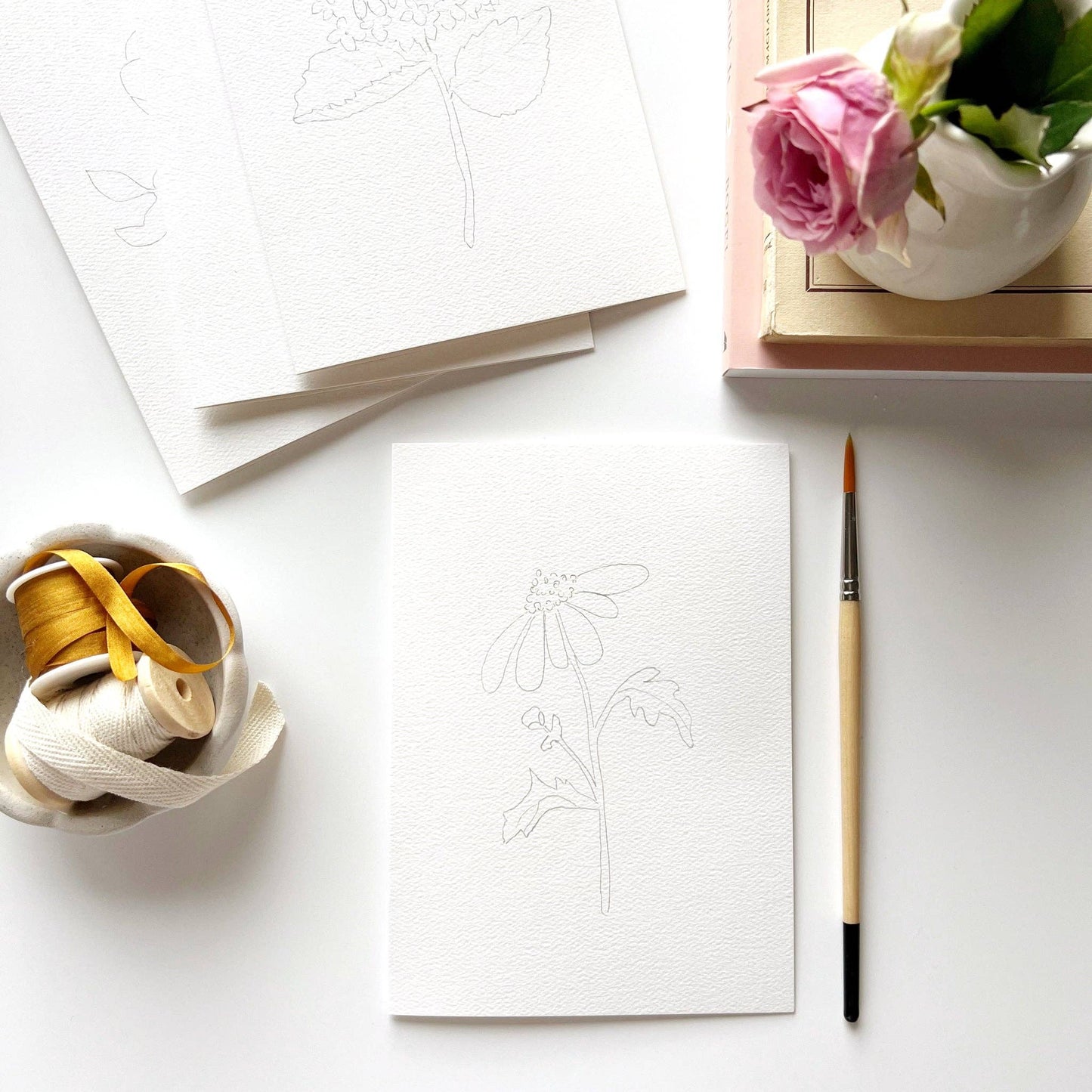 Garden Flowers Paintable Notecards - emily lex studio