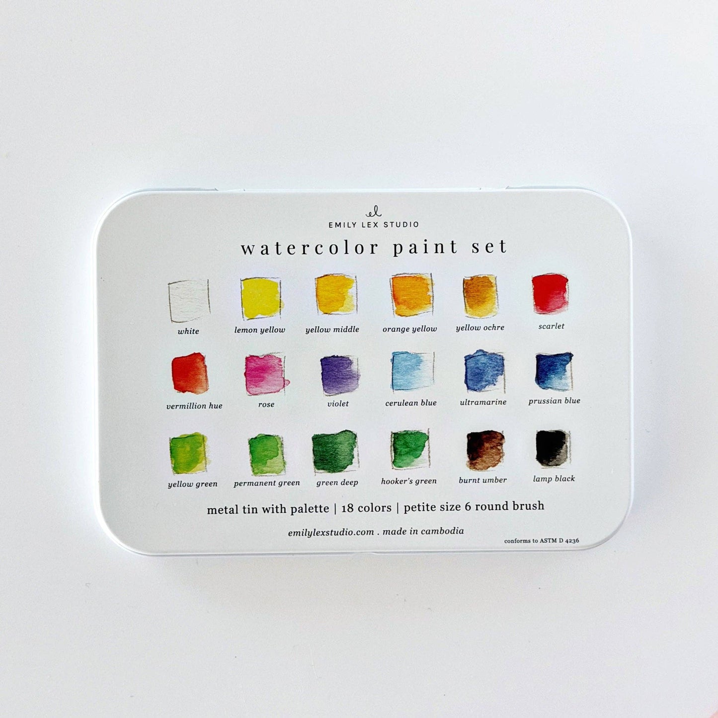 Watercolor Paint Set 18 Colors With Brush - emily lex studio