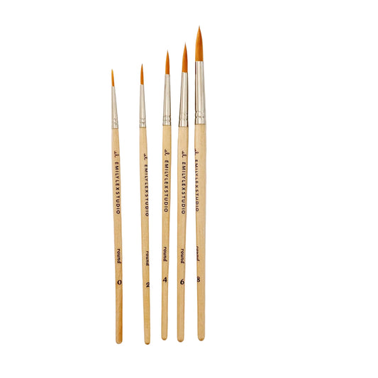 Watercolor Paintbrush Set of Five Wood Brushes - emily lex studio