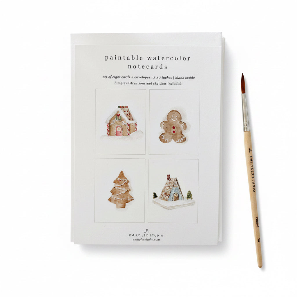 Gingerbread Paintable Notecards - emily lex studio